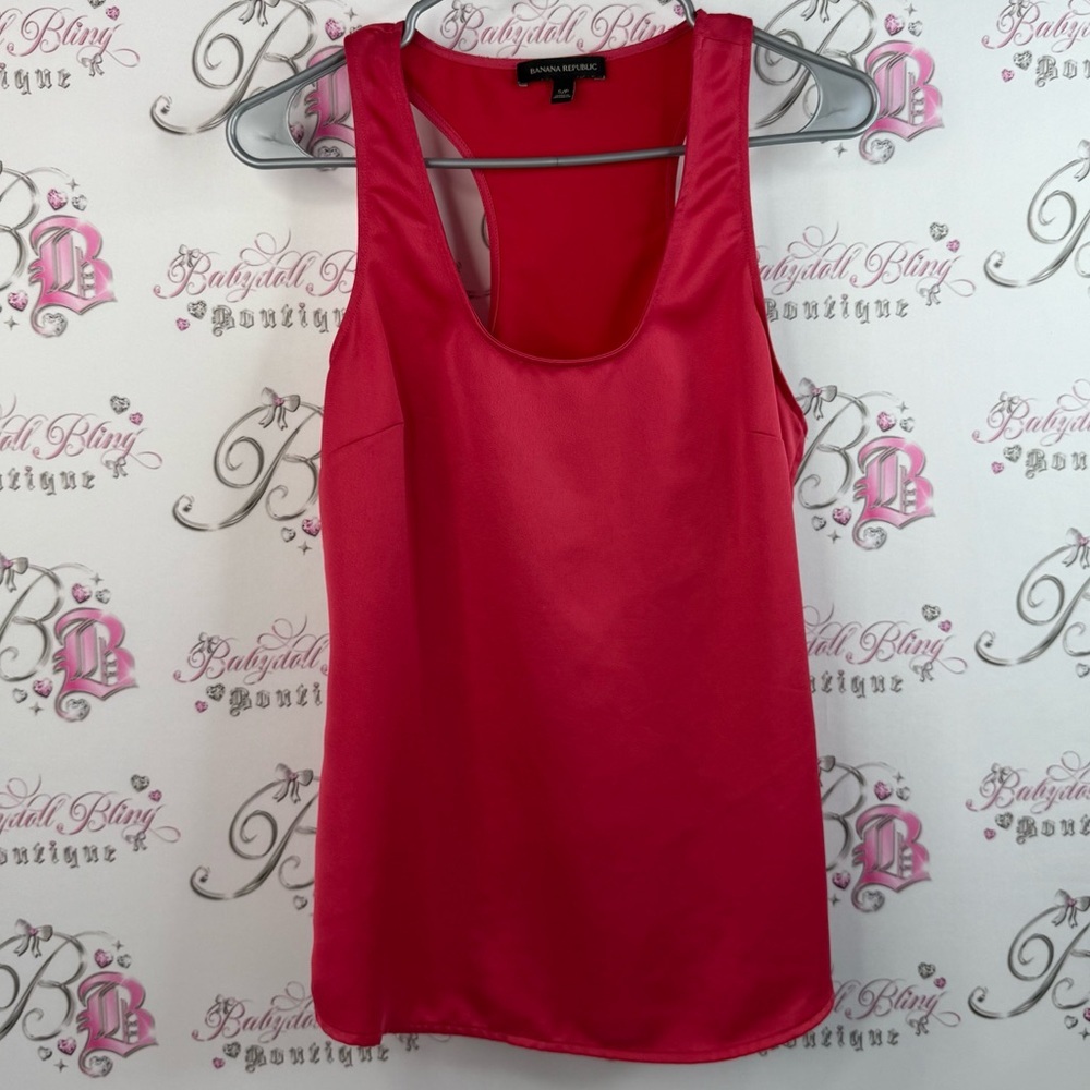 Banana Republic tank top shiny shimmer Vibrant Pink red Tank Top